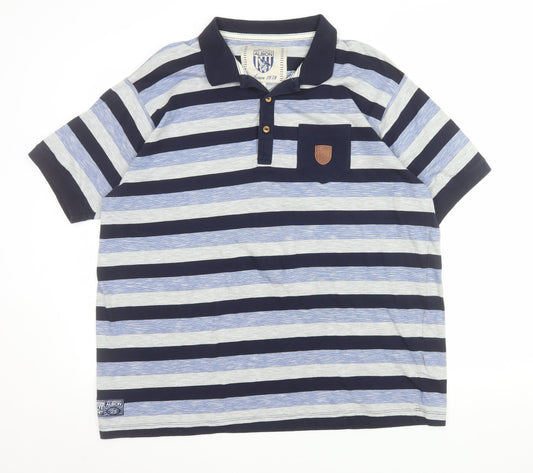 West Bromwich Albion Men’s Blue Striped 2XL Cotton Polo Shirt