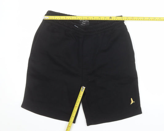 Brave Soul Men's Black Small Sweat Shorts Elastic Waist Casual