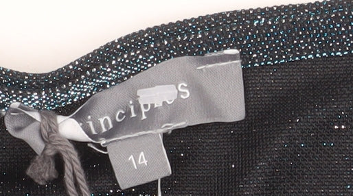 Additional view of Principles Women’s Black Glitter Tie Front 3/4 Sleeve Tunic Blouse, size UK 14