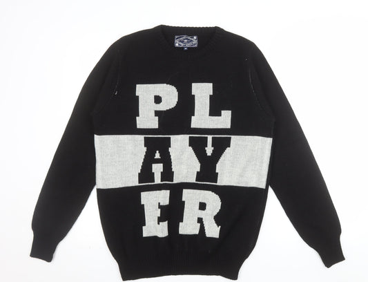 New Look Men Black Medium Graphic Pullover Jumper Crew Neck
