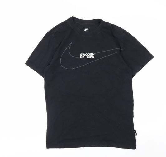 Nike Men’s Black Swoosh Graphic Cotton T-Shirt Size S