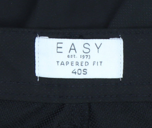 EASY Men’s Black Tapered Fit 40S Smart Trousers