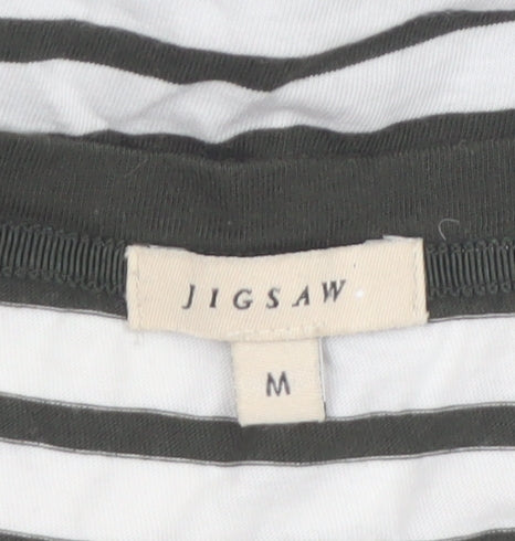 Jigsaw Womens Black White Striped Long Sleeve Cotton T-Shirt M