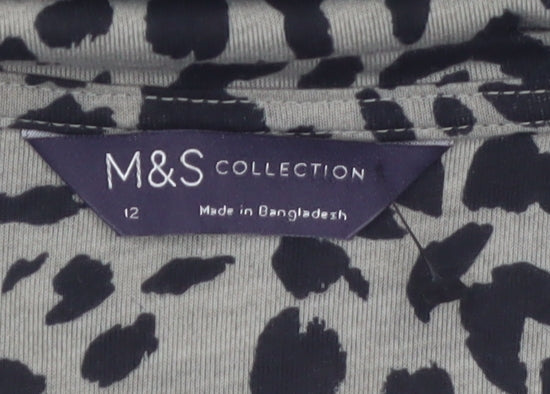 Marks and Spencer Women's Green Animal Print Jersey T-Shirt Size 12