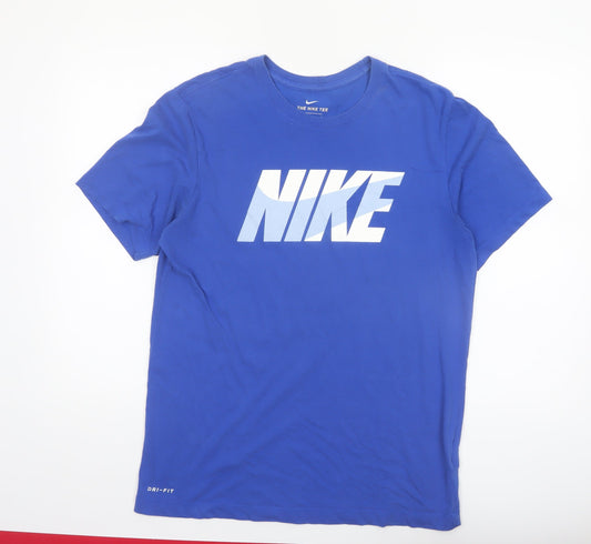 Nike Men's Blue Dri-FIT Graphic Logo T-Shirt M