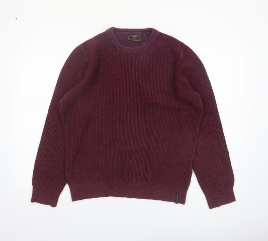 Superdry Men's Red Cotton Crew Neck Jumper Size M