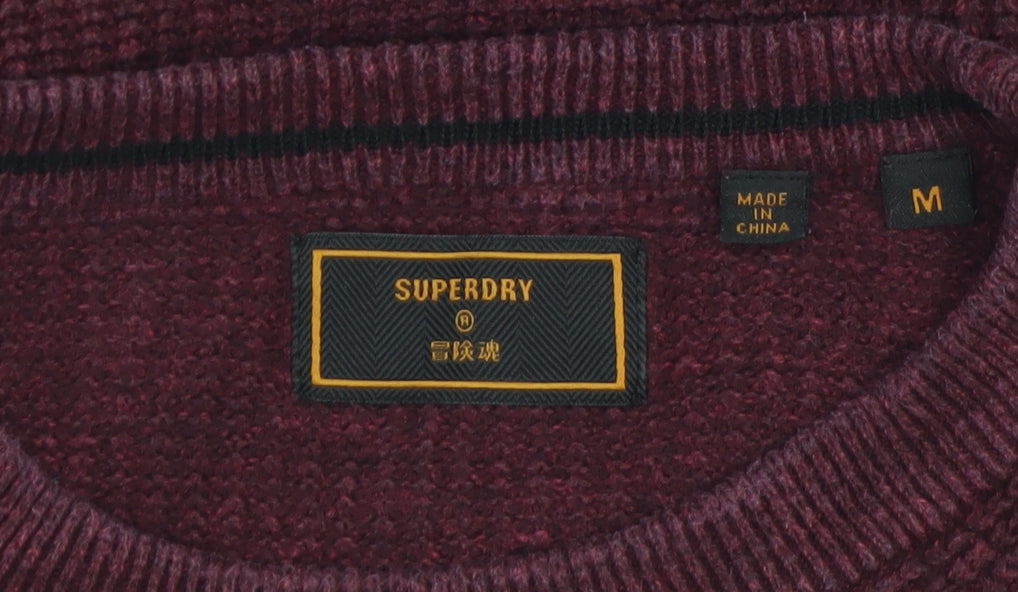 Superdry Men's Red Cotton Crew Neck Jumper Size M