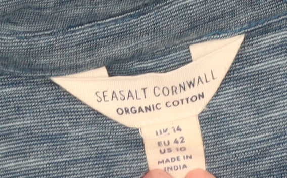 Seasalt Cornwall Womens Blue Organic Cotton Button-Up Shirt UK 14