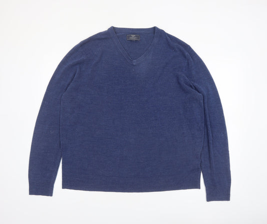 Atlantic Bay Men's Blue V-Neck Acrylic Pullover Jumper XL