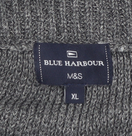 Marks and Spencer Blue Harbour Mens Grey XL Shawl Neck Jumper