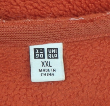 Uniqlo Womens Orange Fleece Full Zip Jacket Size 2XL