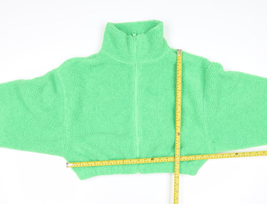 ASOS DESIGN Womens Green Size 10 Full Zip Cropped Fleece Sweatshirt