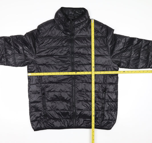 EXIT59 Men's Black Puffer Jacket L Lightweight Full Zip Winter Coat