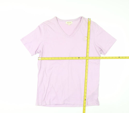 Diesel Womens Pink V-Neck Short Sleeve Cotton T-Shirt Size S