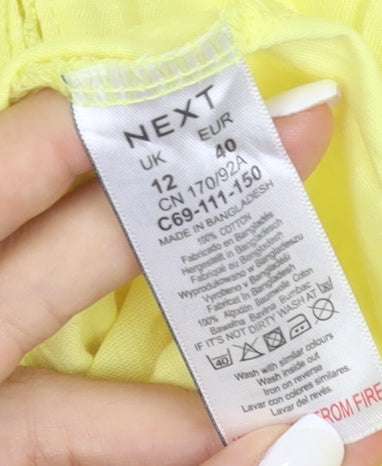 Next Women Yellow Short Sleeve Cotton T-Shirt Size 12