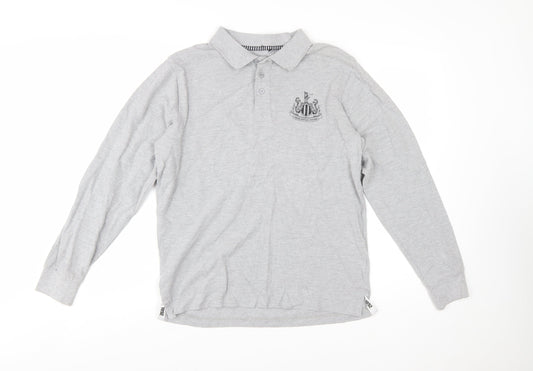 Newcastle United Grey Long Sleeve Polo Shirt Men's Small