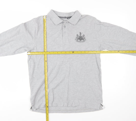 Newcastle United Grey Long Sleeve Polo Shirt Men's Small