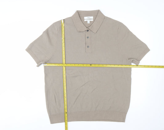 Marks and Spencer Men's Beige Cotton Rich Polo Shirt XL