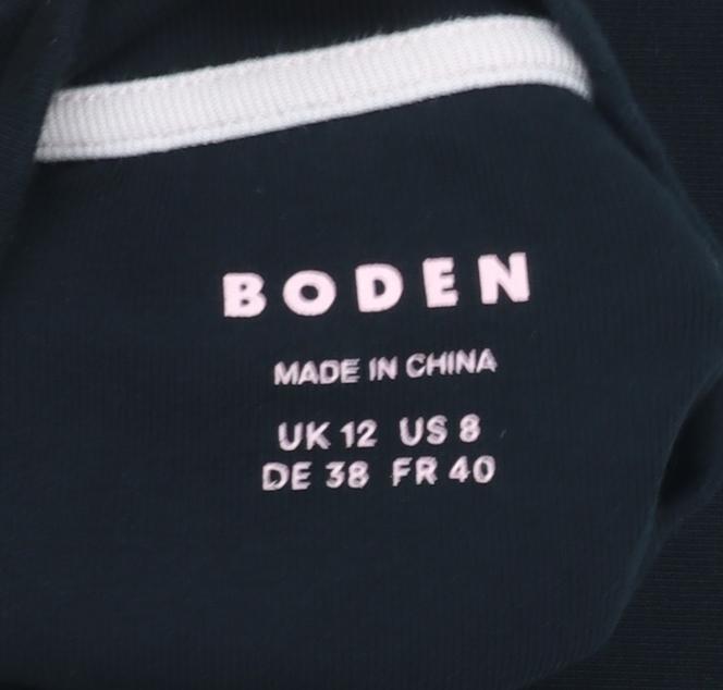 Boden Women Black Mock Neck Long Sleeve Cotton Blend Top UK 12