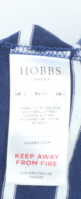 Hobbs Women Blue White Striped Cotton T-Shirt Dress Size 12