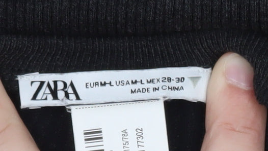 Zara Women’s Black Wide-Leg Knit Trousers Size 12