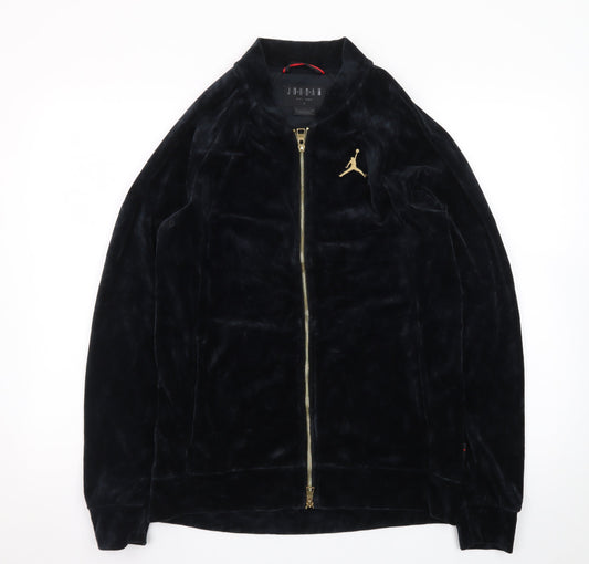 Jordan Men’s Black Velvet Bomber Jacket Size S Full Zip Logo