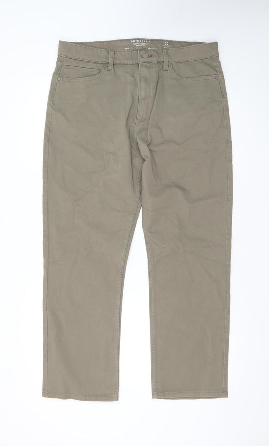 Marks & Spencer Women's Brown Straight Stretch Jeans Size 34 Short