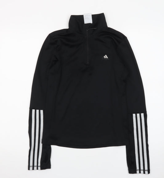 Adidas Boys Black S 1/2 Zip Pullover Sweatshirt AEROREADY Sports Top