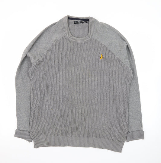 Brave Soul Men Grey Crew Neck Pullover Jumper Size S Cotton Knit