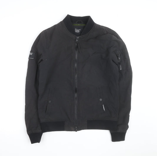 Superdry Men's Black Small Bomber Jacket Classic Stand-Up Collar