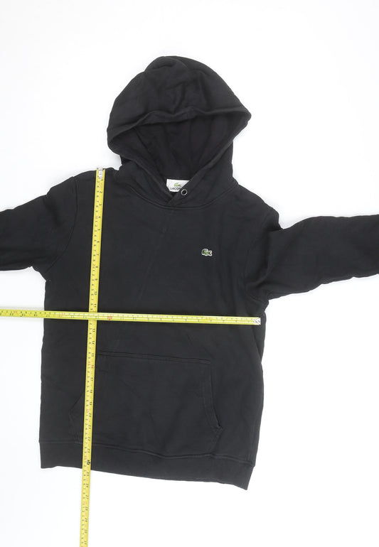 Lacoste Men's Black Pullover Hoodie M Regular Fit Logo Cotton