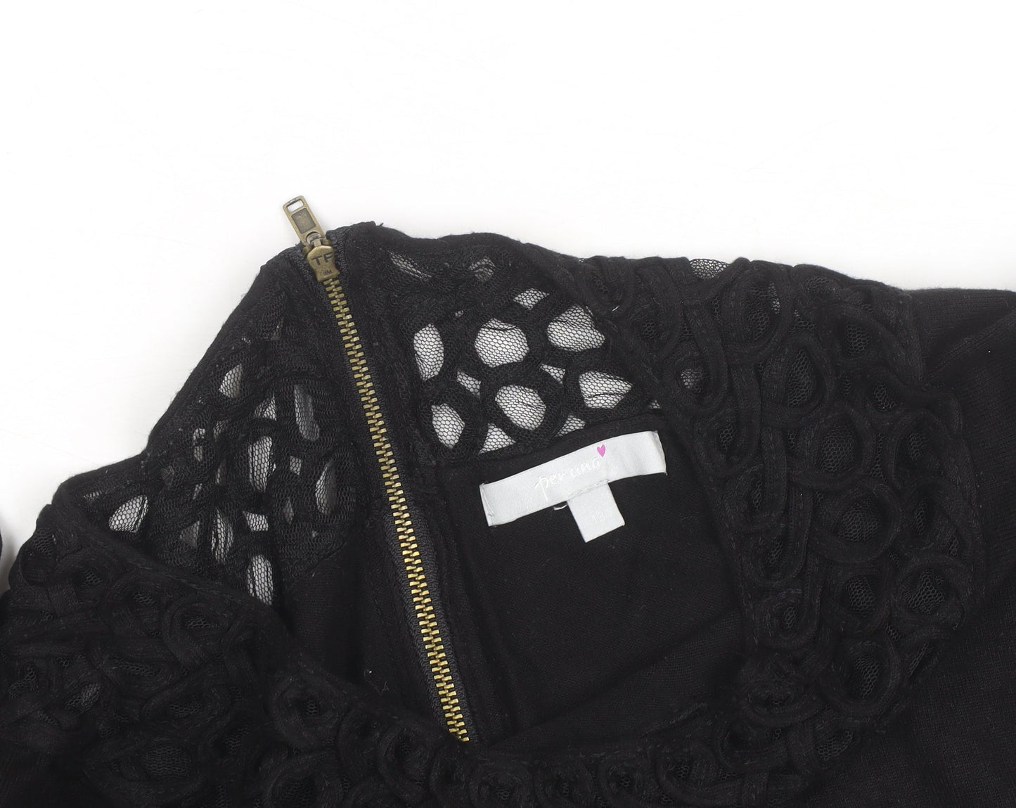 Per Una Women's Black Size 14 Crochet Neck Pullover Jumper