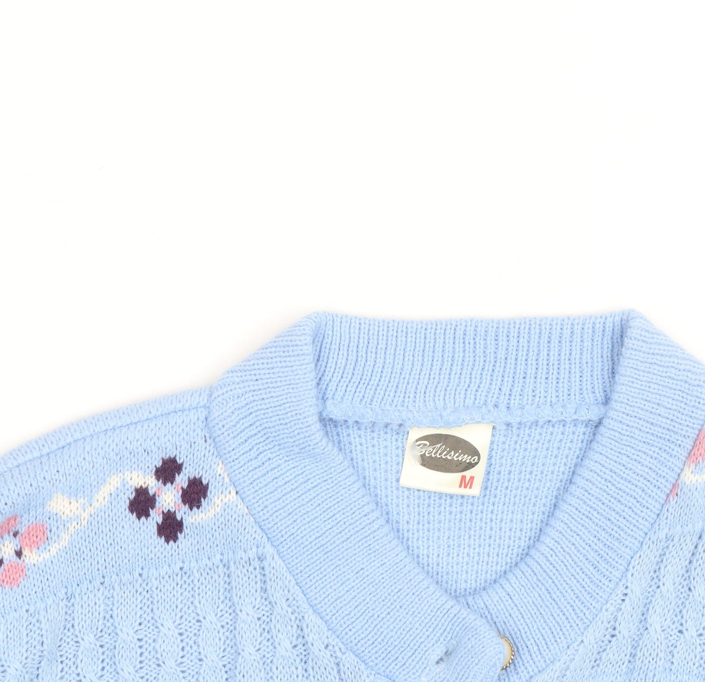 Bellissimo Women's Blue Floral Knit Cardigan M