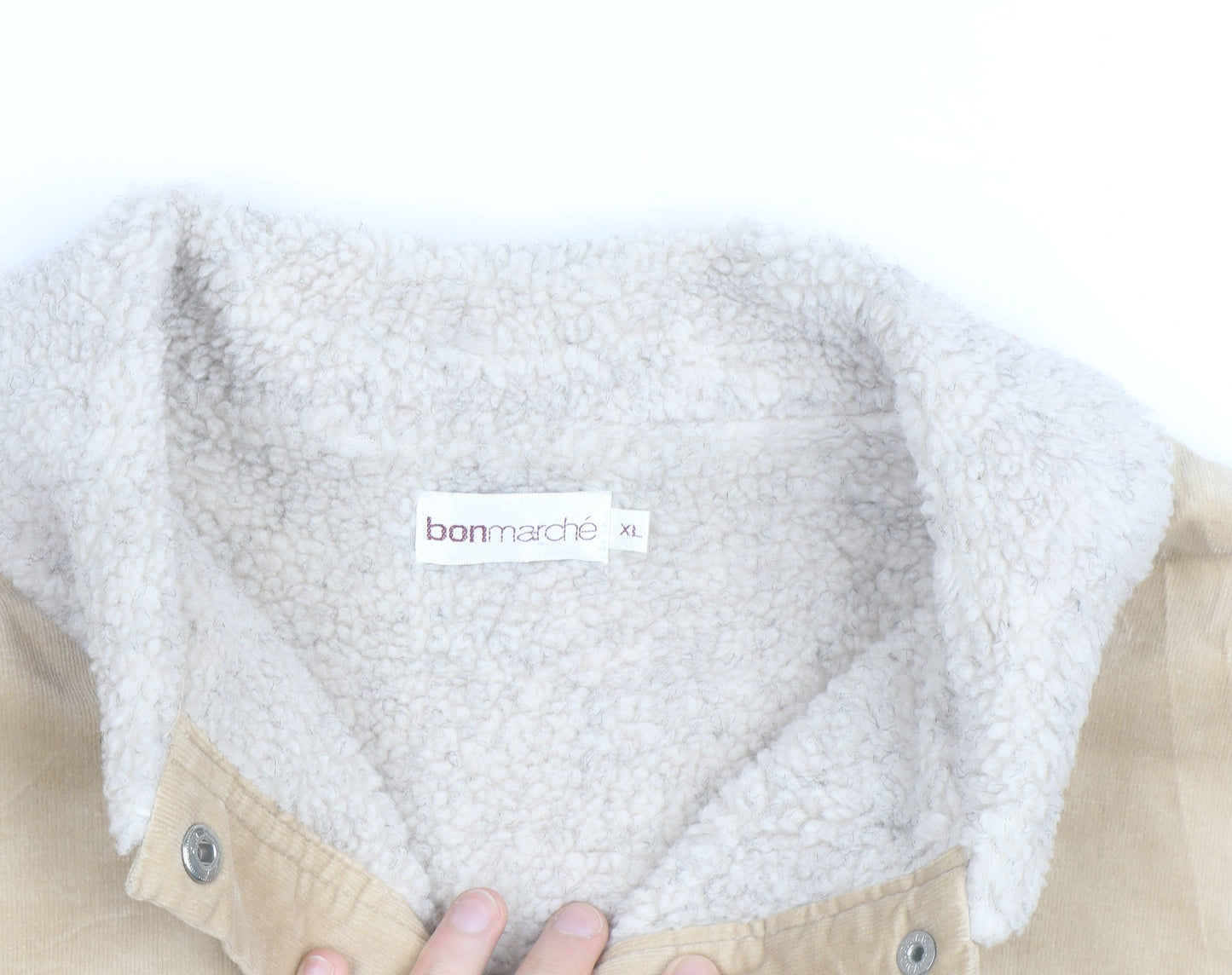 Bonmarché Men's Beige XL Corduroy Sherpa Lined Waistcoat