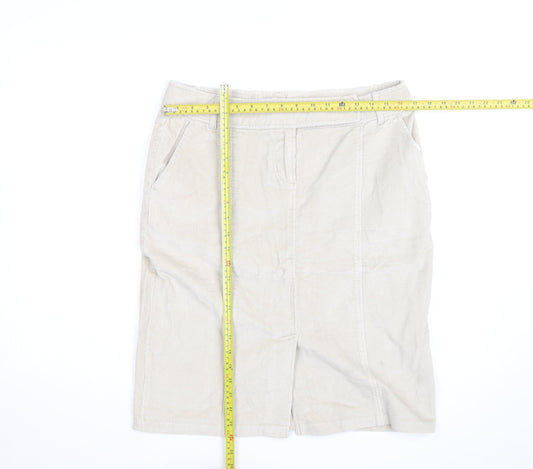 Evie Women Beige Corduroy Knee Length Straight Skirt Size 14