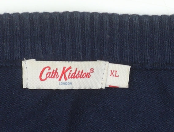 Cath Kidston Women’s Blue Rainbow Stripe Crew Neck Cotton Jumper XL