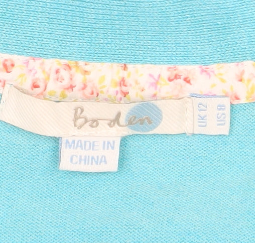 Boden Women's Blue Cotton V-Neck Cardigan Size 12
