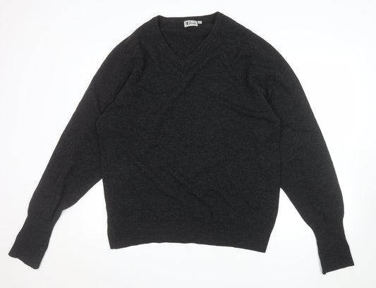 Pringle Men’s Black Pure Wool V-Neck Jumper Size L Classic Knit