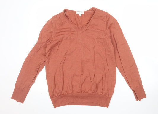 Capture Men's Brown L V-Neck Pure Merino Wool Jumper