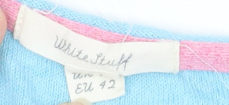 White Stuff Women's Multicoloured Striped Cotton Cashmere Jumper Size 14