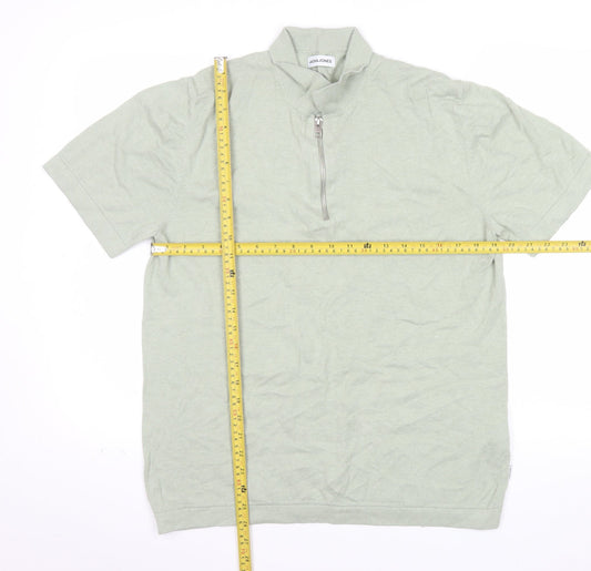 Jack & Jones Men’s Green 1/4 Zip Knit Polo Shirt Size L
