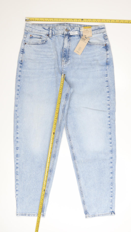 Marks and Spencer Women Blue Size 16 High Rise Mom Jeans
