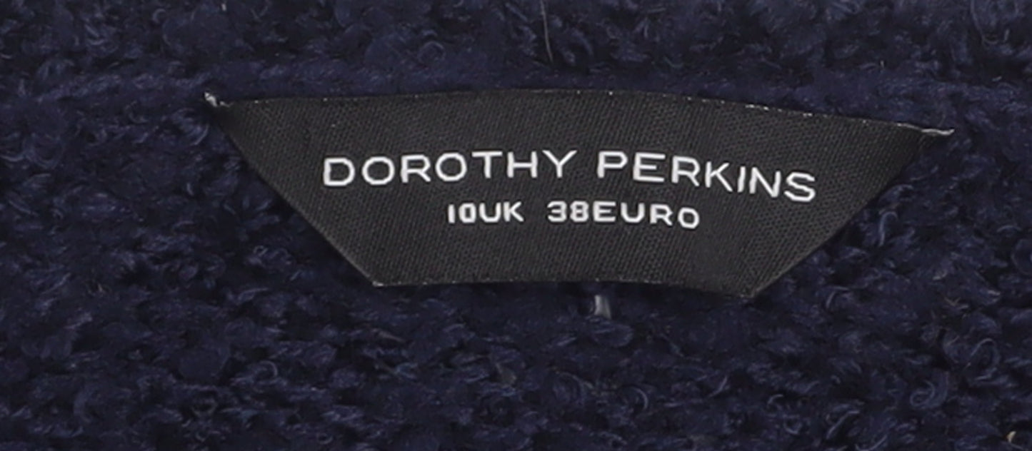 Dorothy Perkins Women Blue Size 10 Full Zip Chunky Knit Cardigan