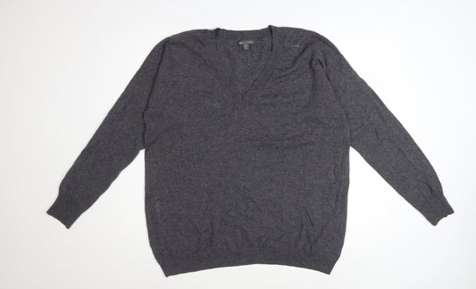 Gap Men's Grey XL Cashmere V-Neck Jumper Classic Knit