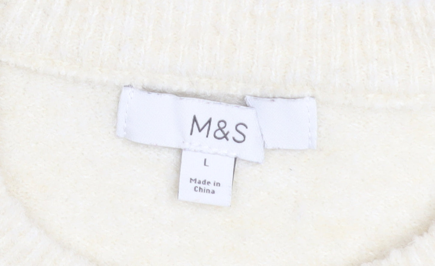 Marks and Spencer Women’s Ivory Beaded Crew Neck Jumper L