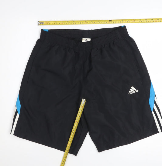 Adidas Men's Black Athletic Sports Shorts Size M Elastic Waist