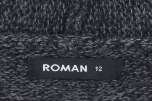 Roman Womens Grey Fair Isle Hooded Pullover Jumper Size 12
