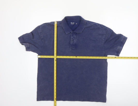 Hollister Men’s Blue Boxy Crop Fit Polo Shirt Size L