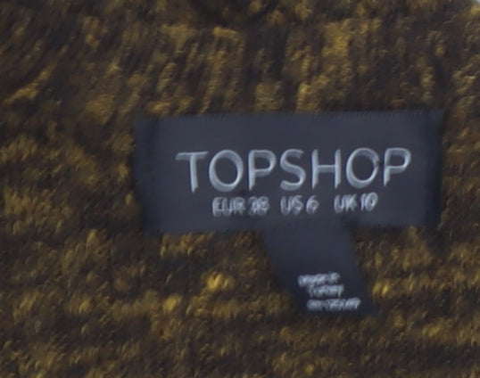 Topshop Women’s Brown Knit Button Bodycon Midi Dress Size 10