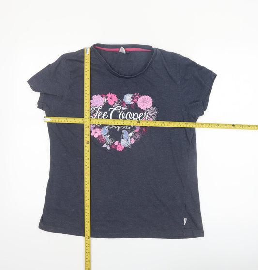 Back view of Lee Cooper Women's Blue Floral Print T-Shirt, size 18